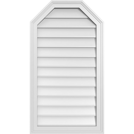 Ekena Millwork Octagonal Top Surface Mount PVC Gable Vent w/ 2"W x 1-1/2"P Brickmould Frame, 20"W x 36"H GVPOT20X3602SN